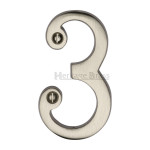 M Marcus Heritage Brass Numeral 3 - Face Fix 76mm Traditional font